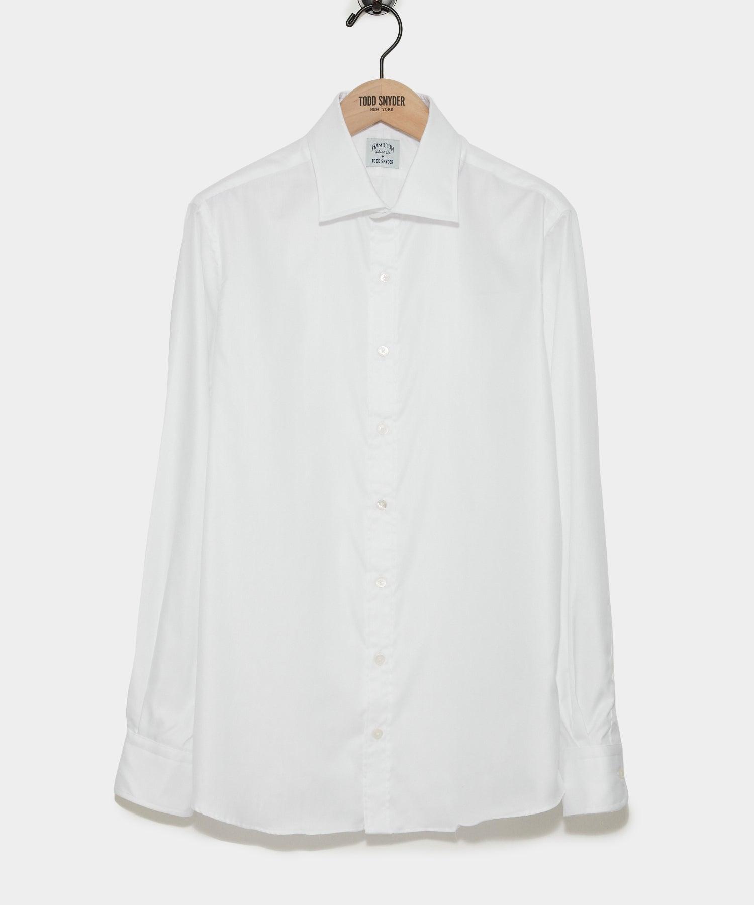 Hamilton + Todd Snyder Herringbone Dress Shirt in White Product Image