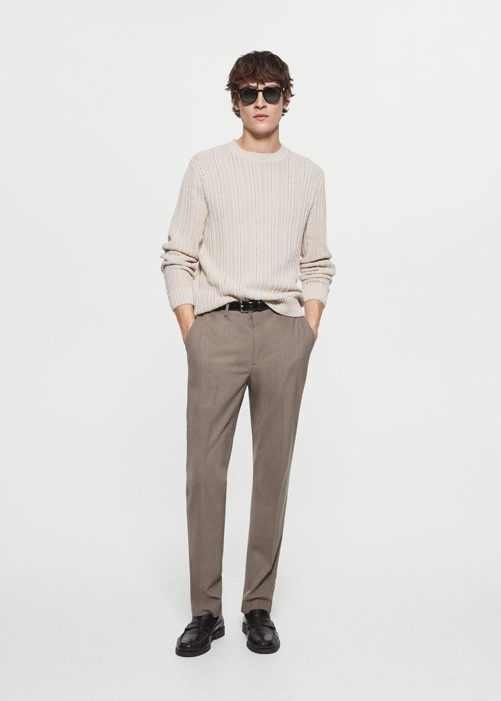 MANGO MAN - Contrasting knit sweater ice greyMen Product Image