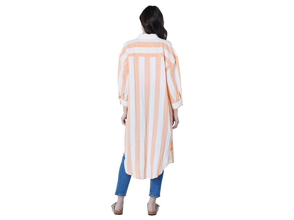 Vince Camuto Oversize Button-Down Tunic (Orange Flame) Women's Clothing Product Image