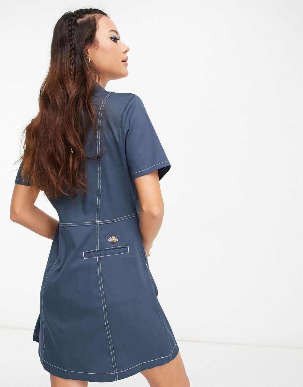 Dickies Whitford dress in blue Product Image