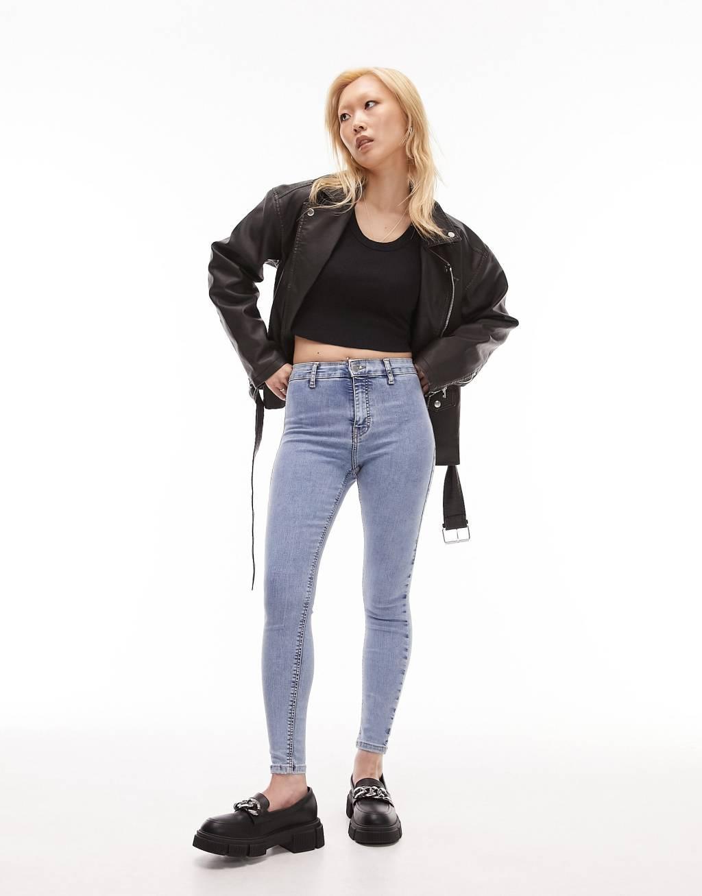 Topshop Petite Joni jeans in bleach Product Image