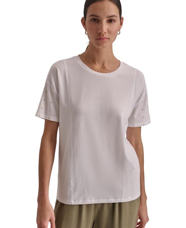 Dkny Womens Crewneck Embellished-Dolman-Sleeve Top Product Image