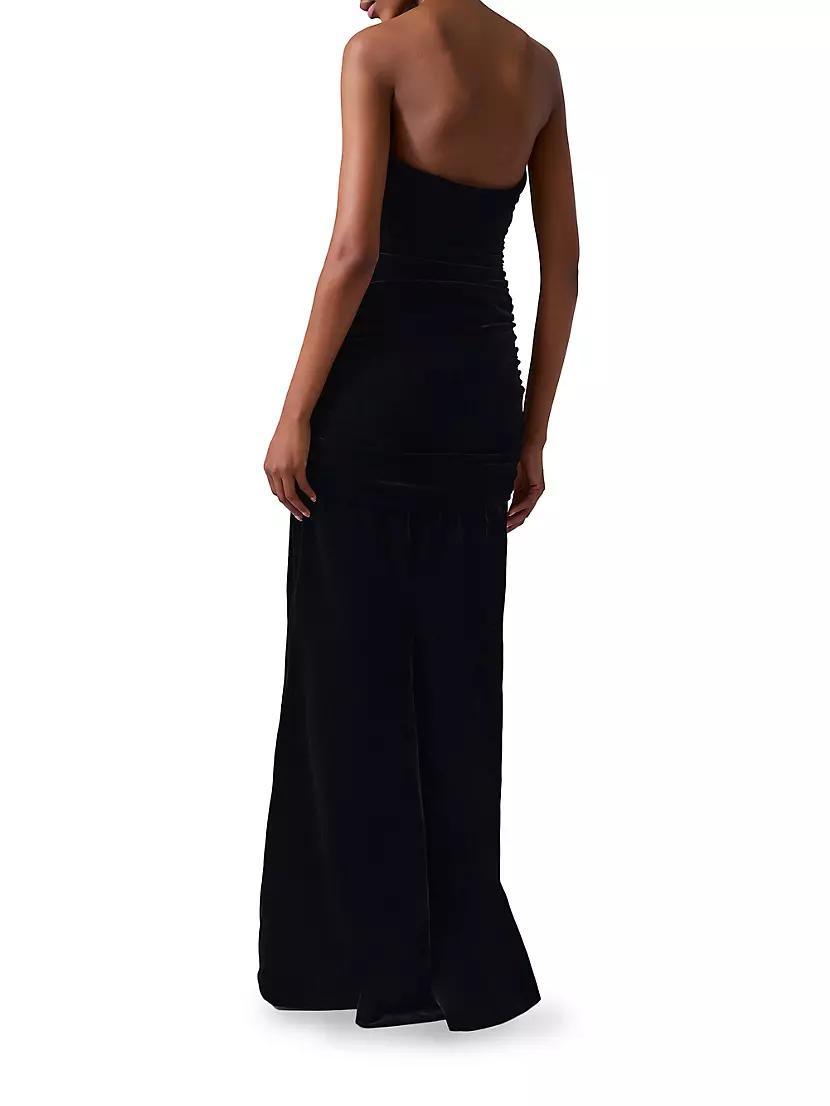 Velvet Strapless Ruched Gown Product Image