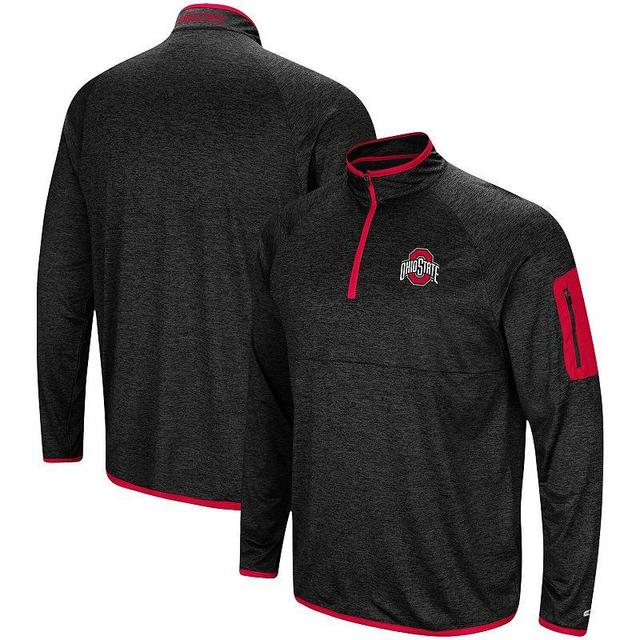 Mens Colosseum Heathered Black Ohio State Buckeyes Amnesia Raglan Quarter-Zip Jacket Product Image