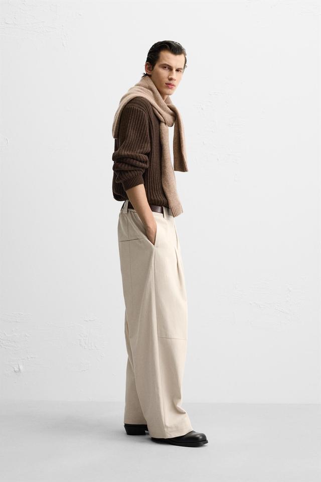 HERRINGBONE WIDE FIT PANTS Product Image