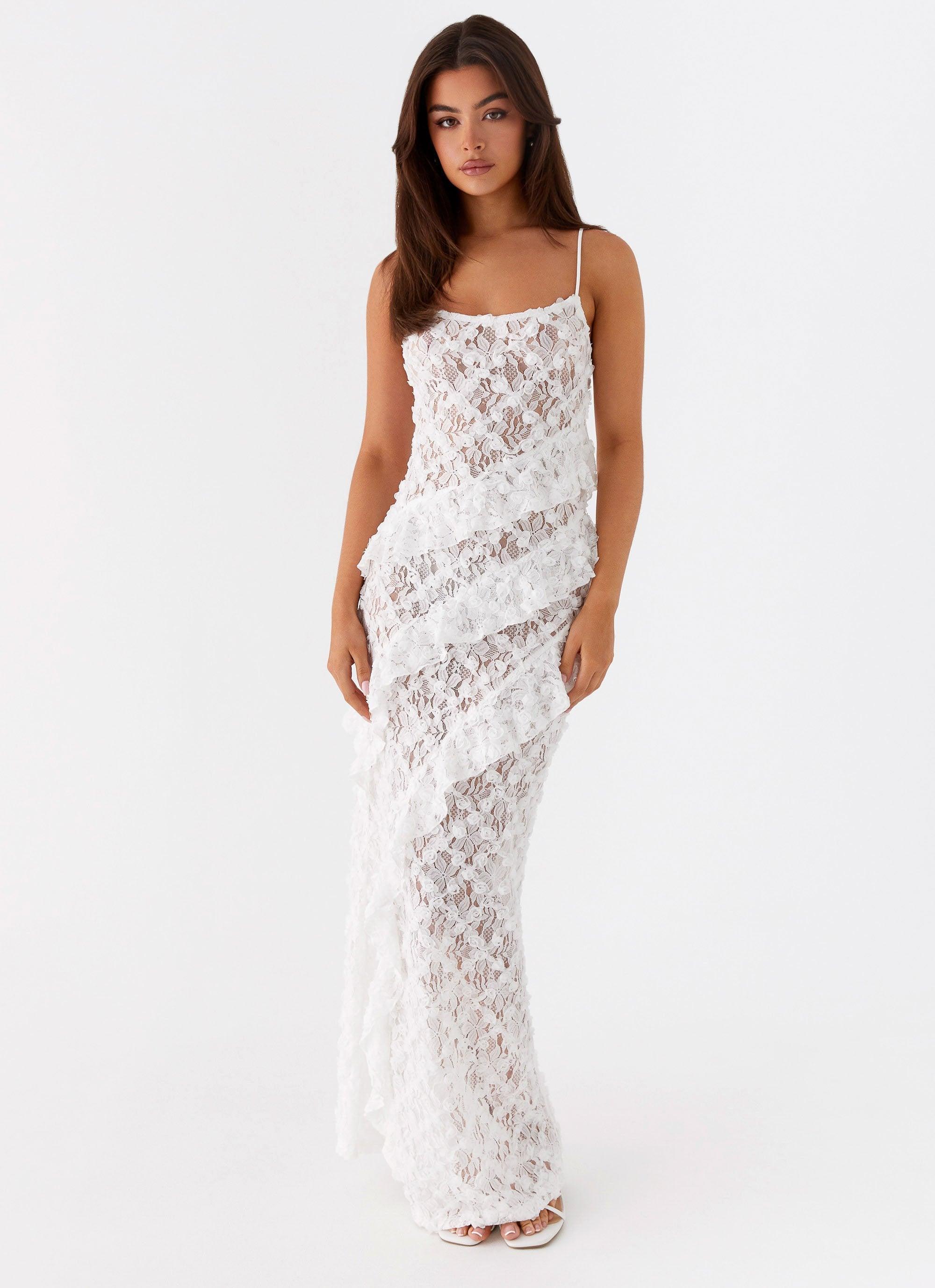 Sansone Frill Maxi Dress - White Product Image