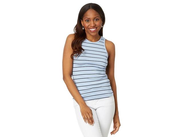 NIC+ZOE Wide Stripe Rib Knit High Neck Tank Multi) Women's Clothing Product Image