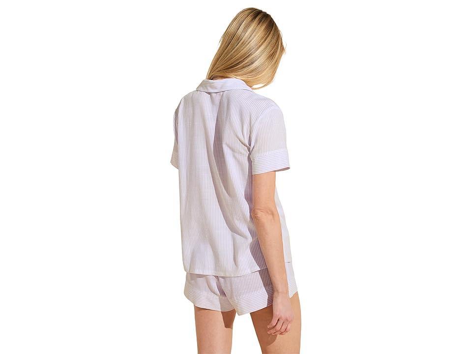 Eberjey Nautico Shortie Pj Set (White/Lavender) Women's Pajama Sets Product Image