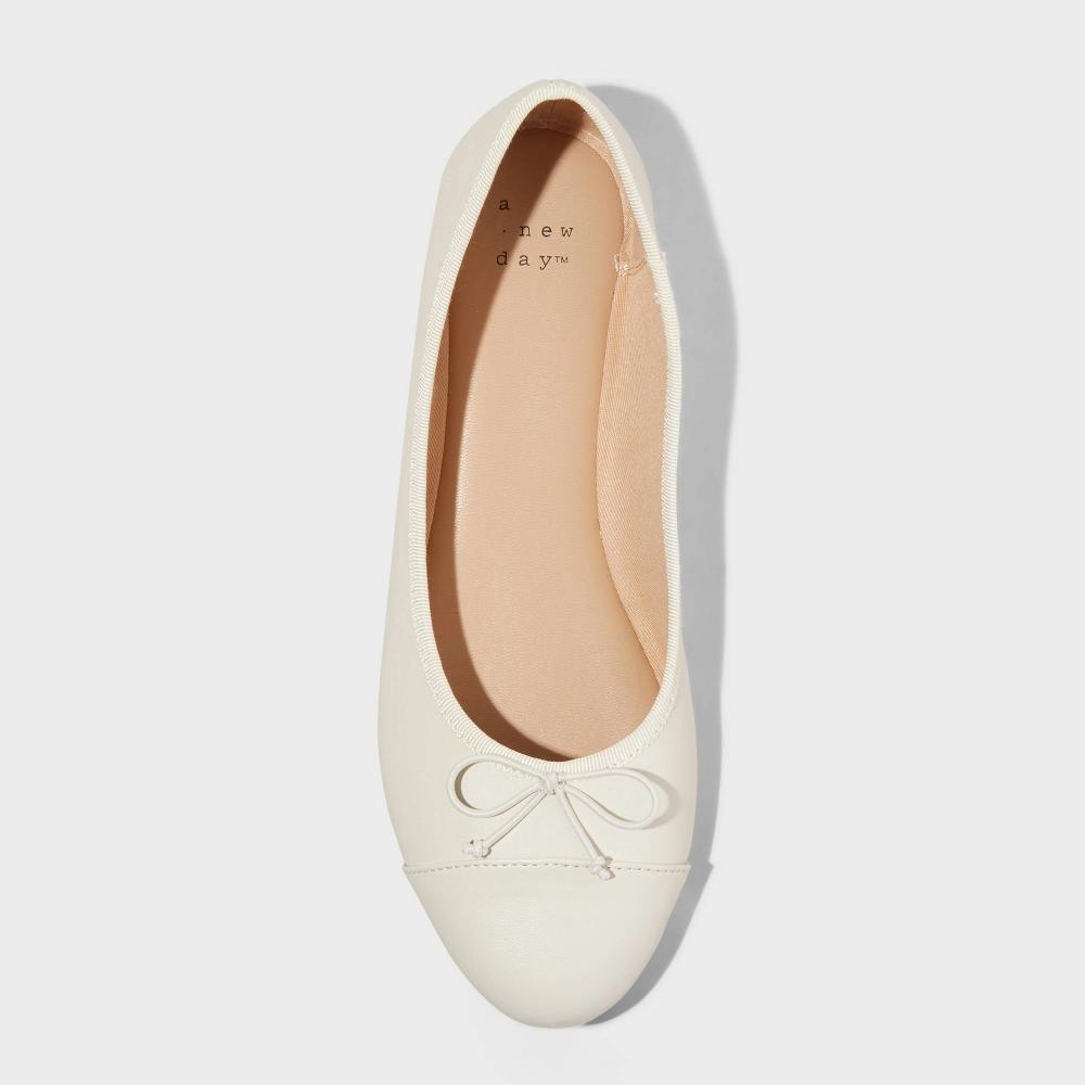 Women's Janie Ballet Flats with Memory Foam Insole - A New Day™ Cream 6W Product Image