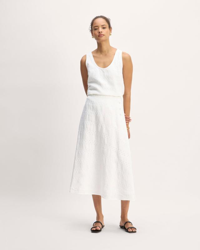 The Linen Eyelet Midi Skirt Product Image