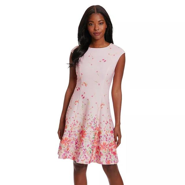 Petite London Times Floral Cap Sleeve Fit & Flare Dress, Womens Product Image