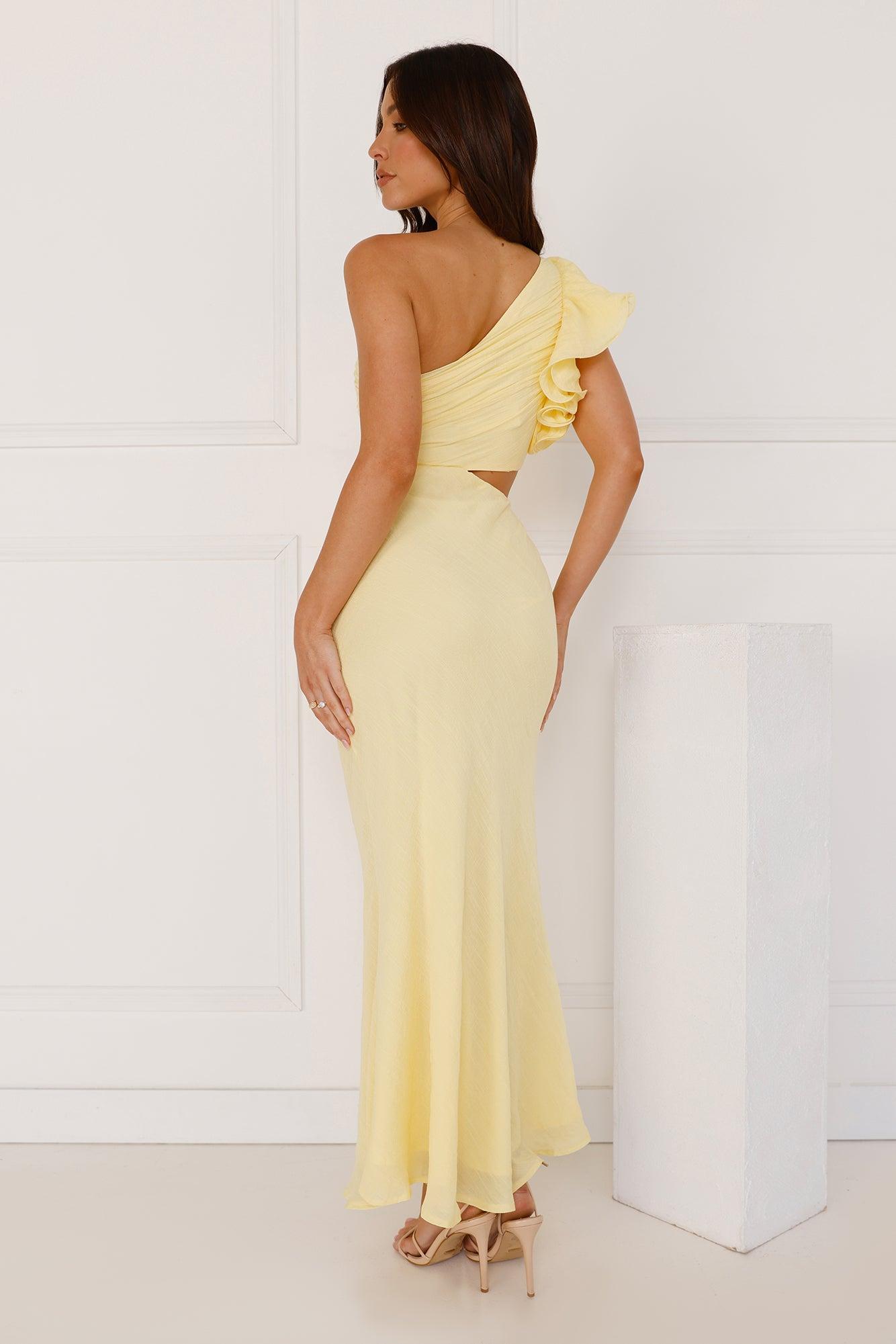 In These Moments One Shoulder Maxi Dress Yellow Product Image