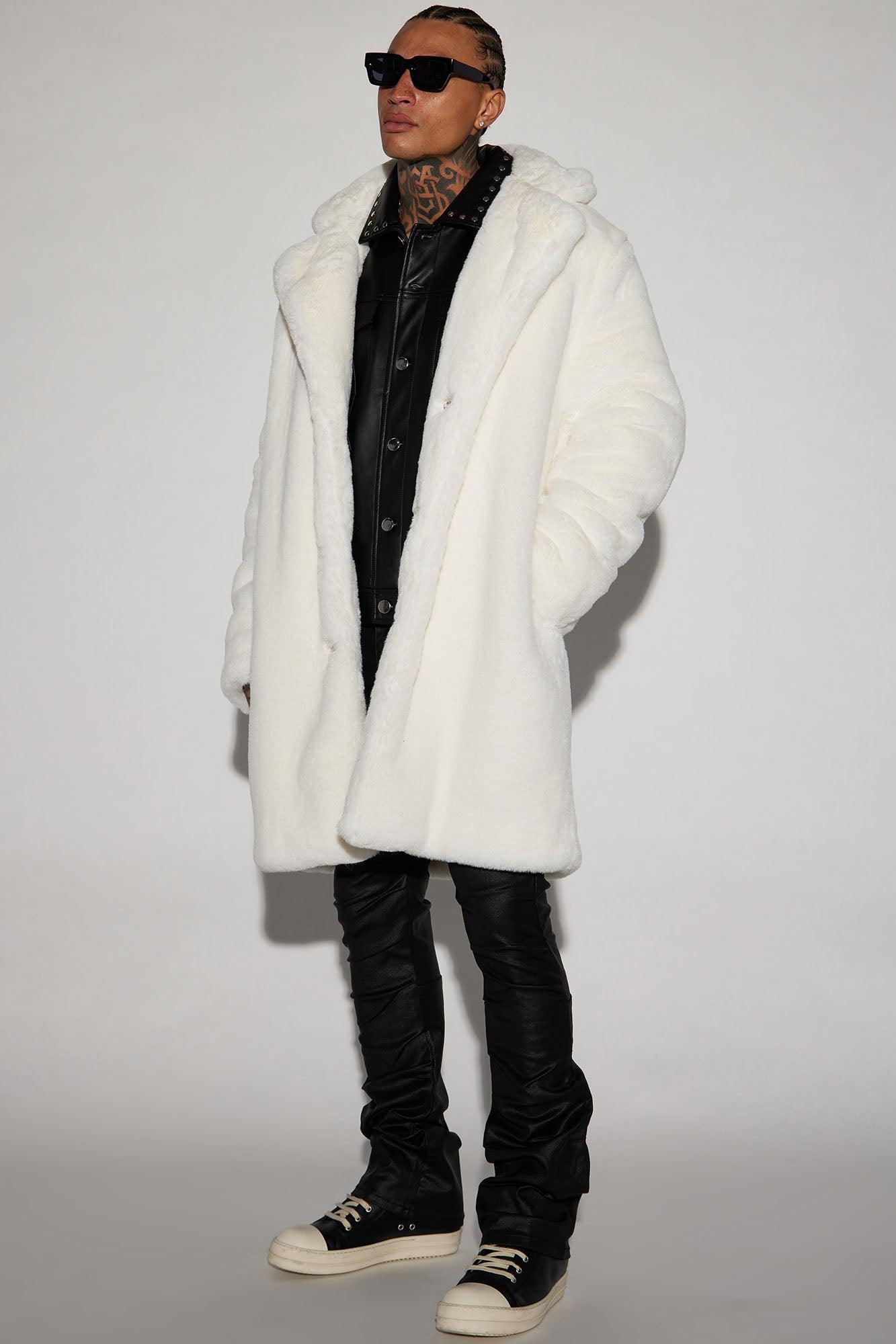 Caputo Faux Mink Fur Long Coat - Cream Product Image