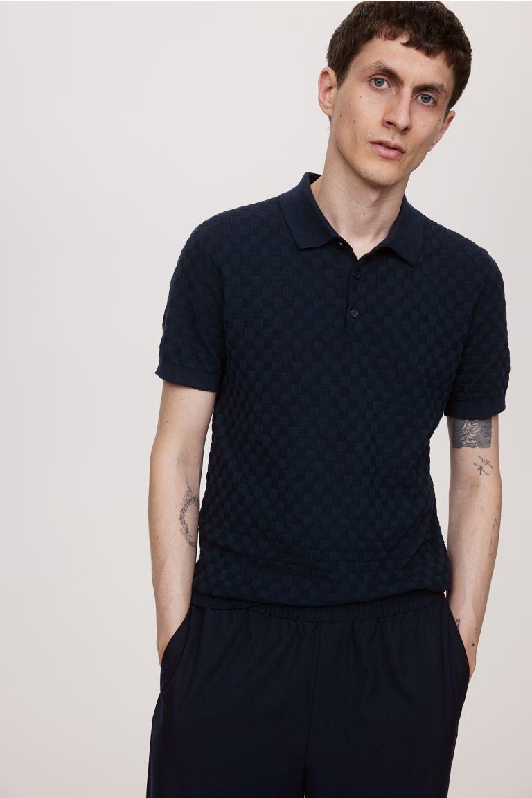 Slim Fit Textured-knit Polo Shirt Product Image