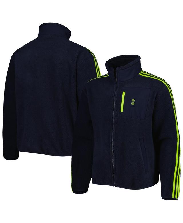 Mens adidas Navy Manchester United Lifestyler Fleece Full-Zip Jacket Man Blue Product Image