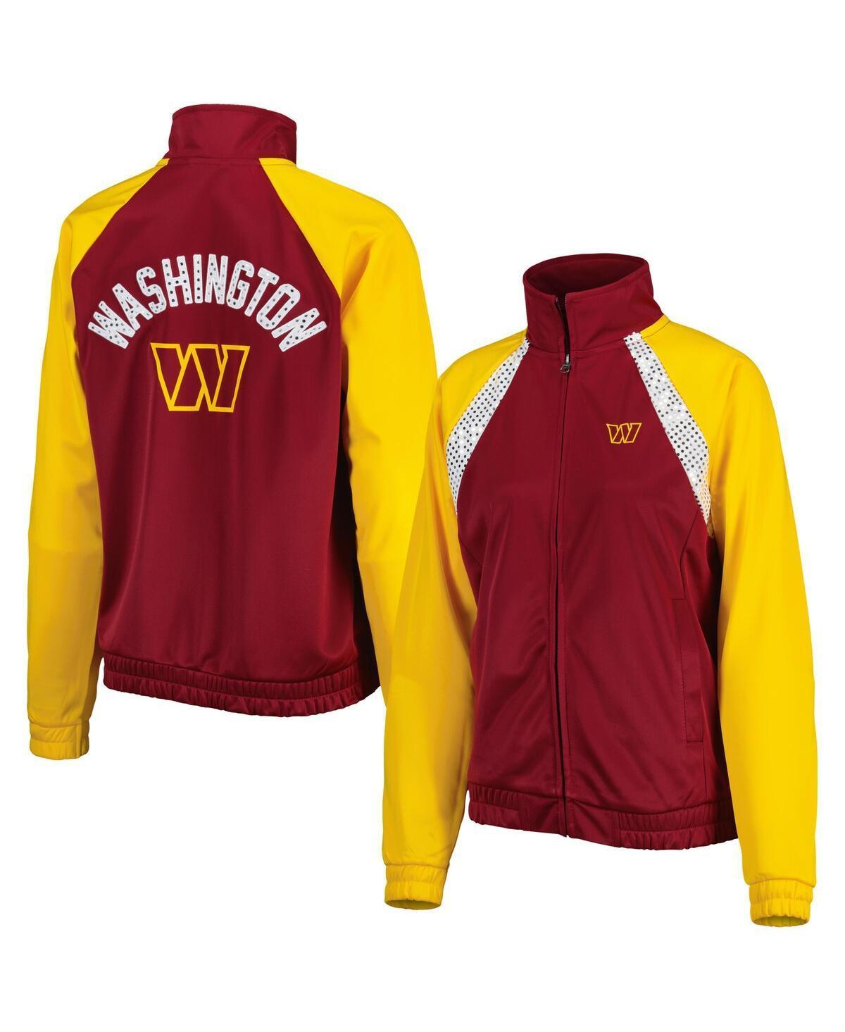 Women's G-III 4Her by Carl Banks Burgundy/Gold Washington Commanders Confetti Raglan Full-Zip Track Jacket Product Image