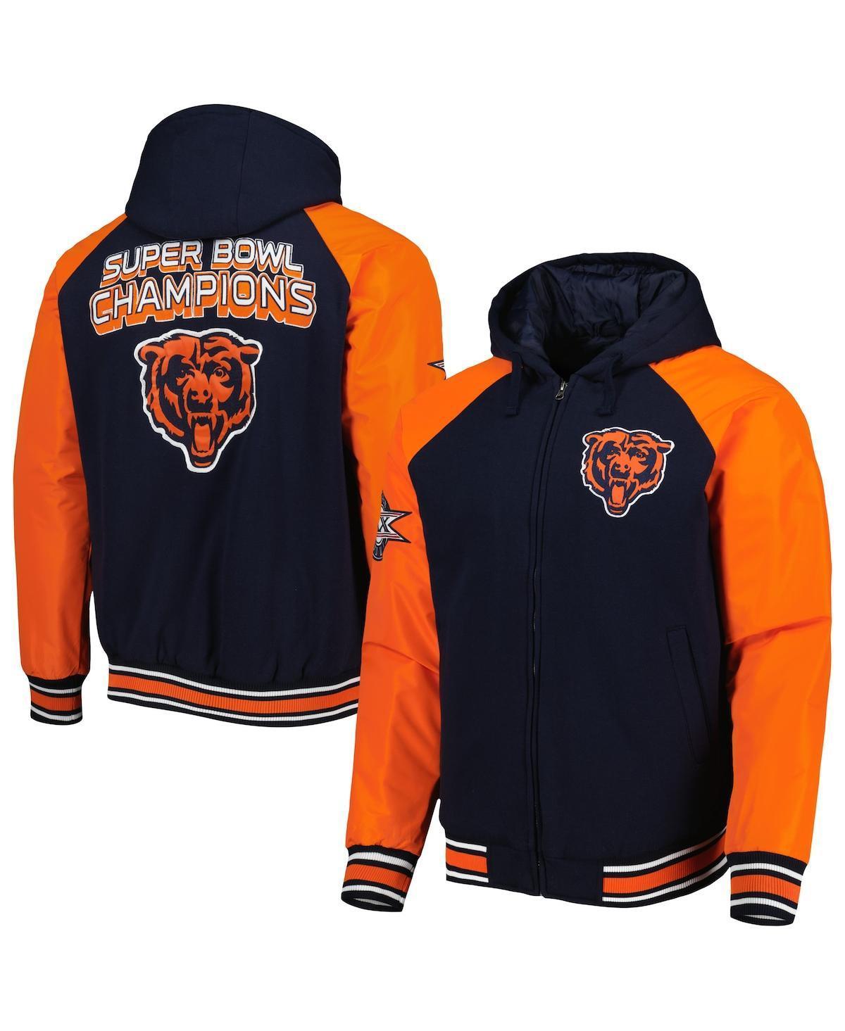 Mens G-III Sports by Carl Banks Chicago Bears Defender Raglan Full-Zip Hoodie Varsity Jacket Blue Product Image