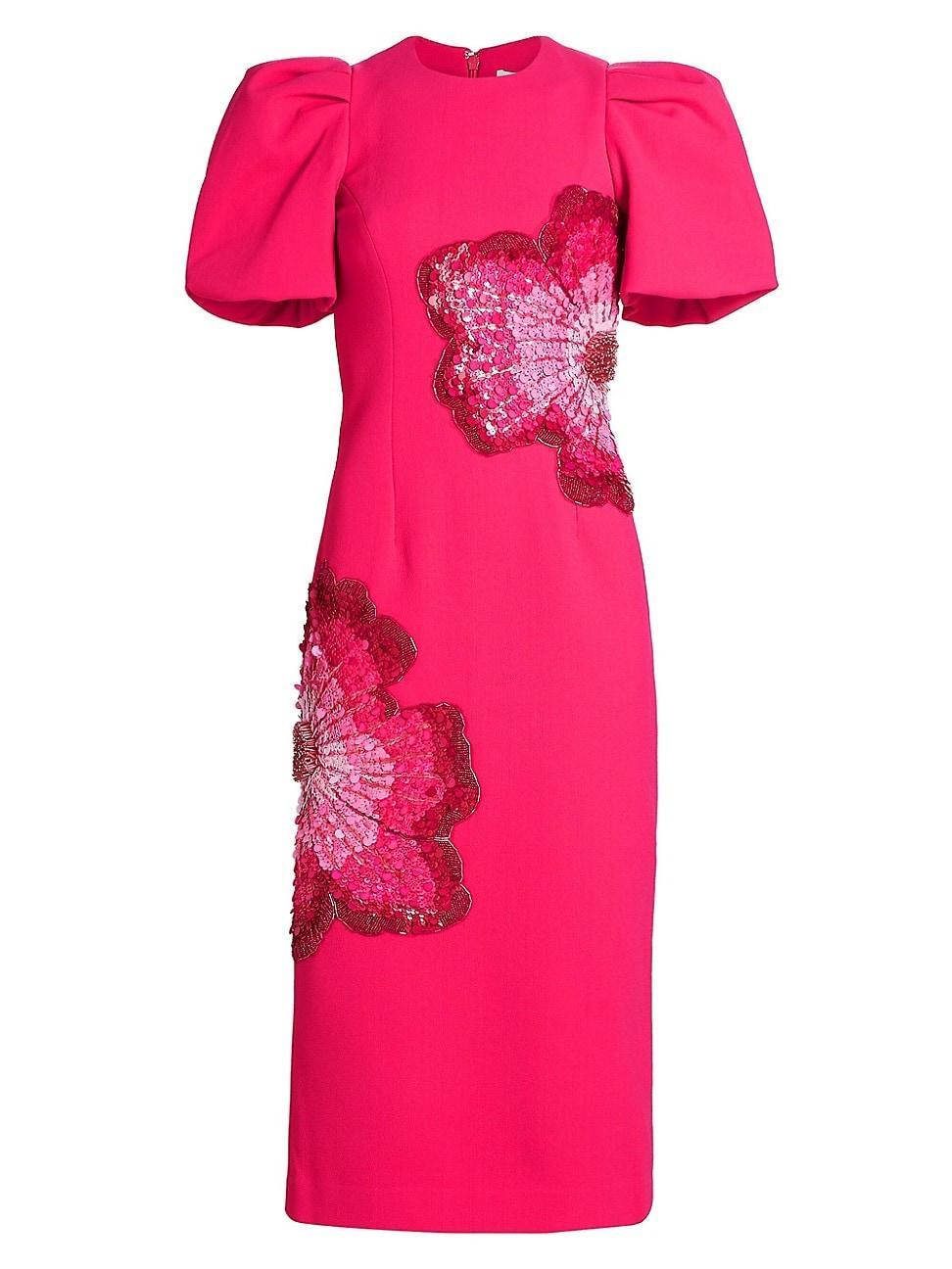 Womens Layana Puff Sleeve Midi-Dress Product Image