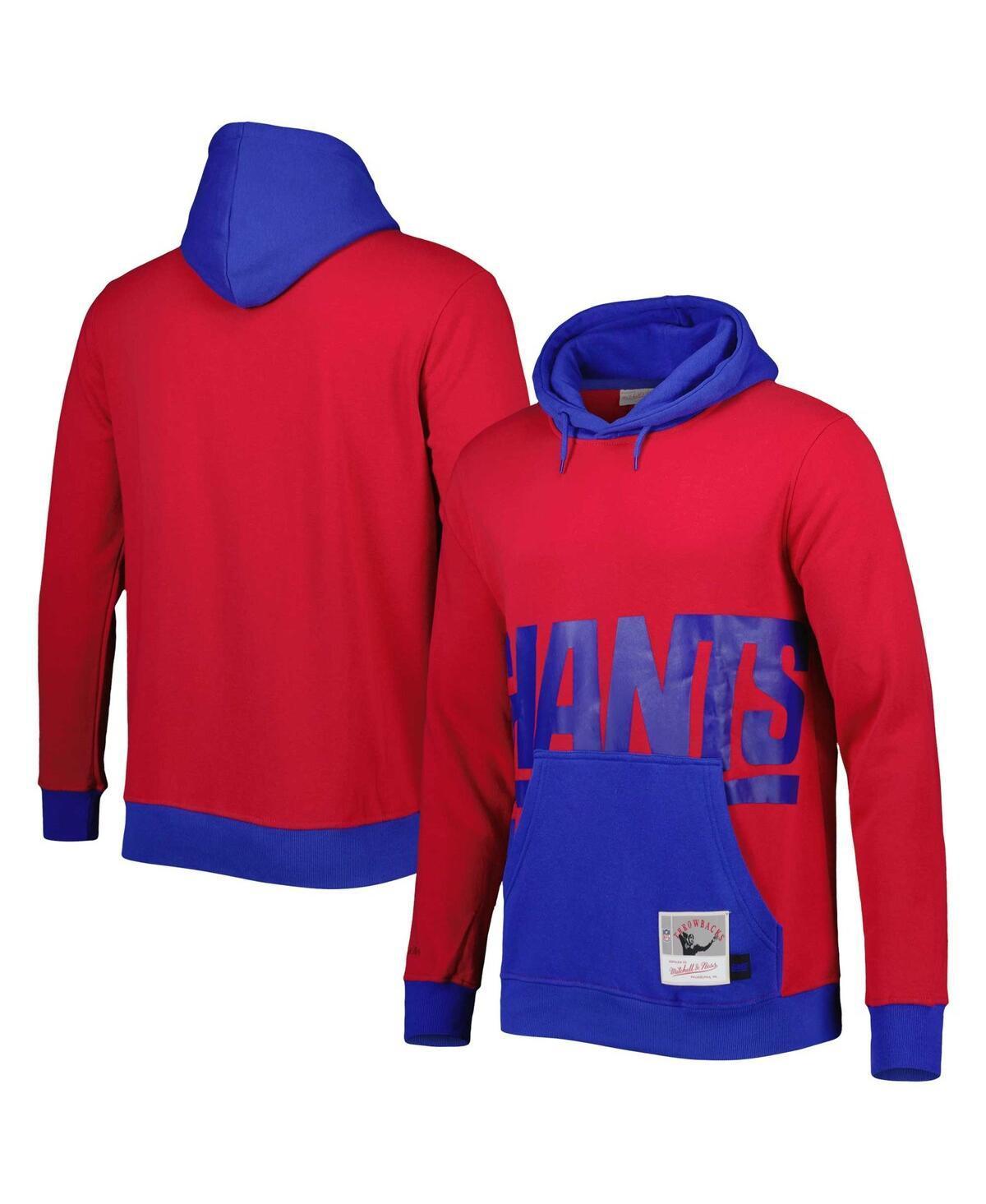 Mens Mitchell & Ness /Royal New York Giants Big & Tall Big Face Pullover Hoodie Product Image