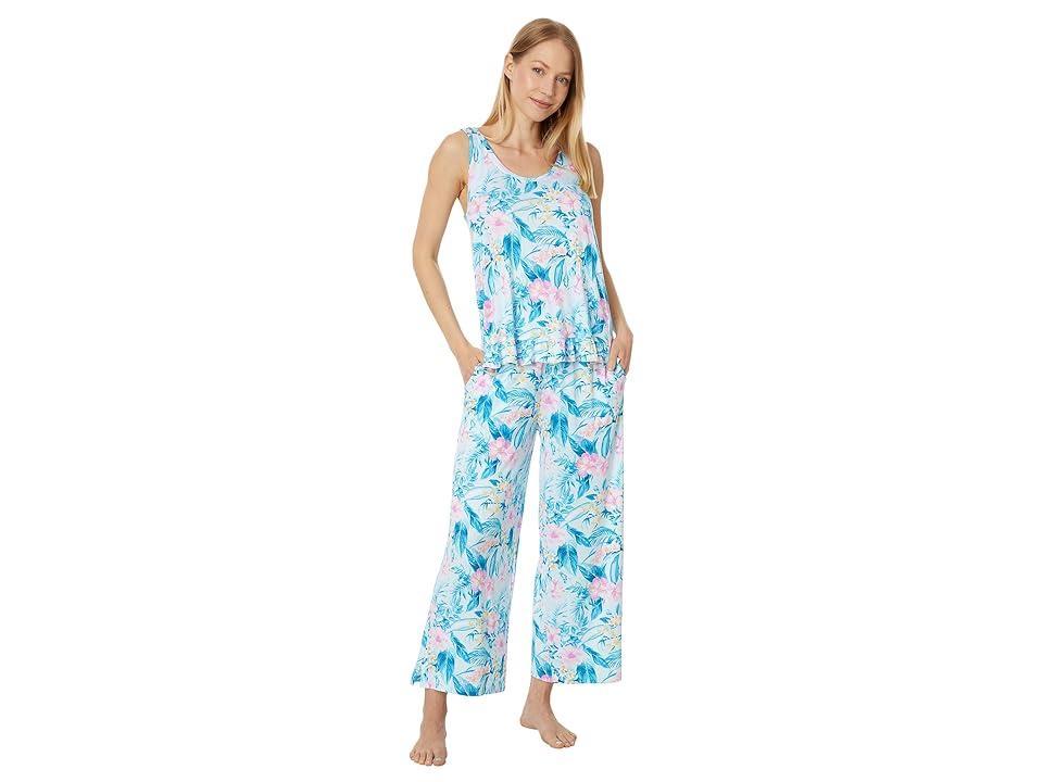 Tommy Bahama Sleeveless Cropped PJ Set (Tropical Hibiscus) Women's Pajama Sets Product Image