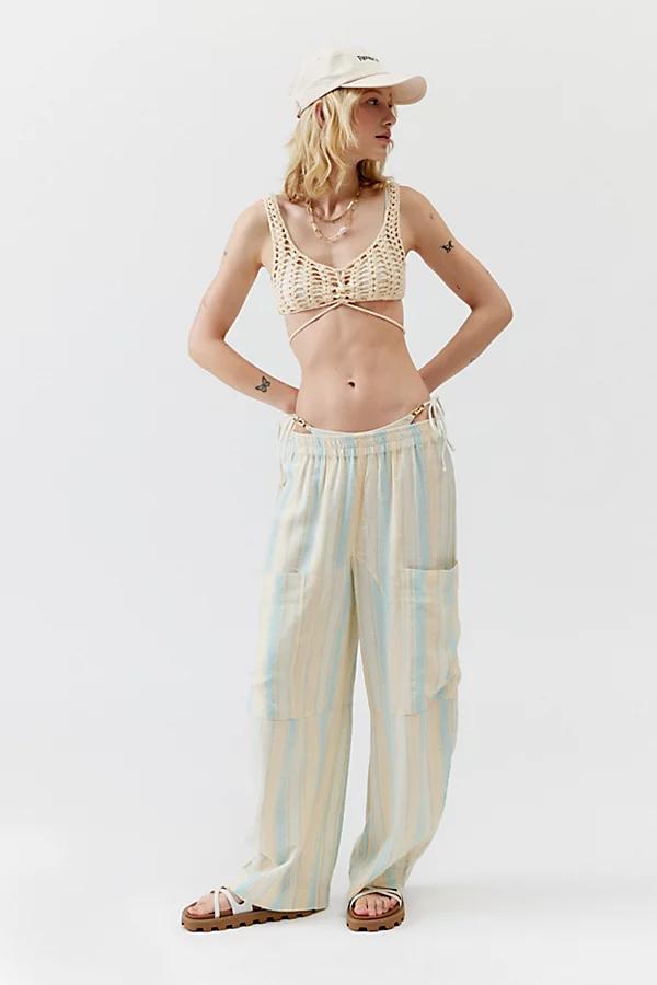 Urban Outfitters UO Mae Shimmer Striped Linen Cargo Pant Womens at Urban Outfitters Product Image