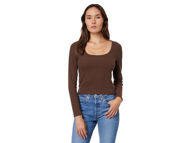 Madewell Sleekhold Square Neck Long Sleeve Crop Top Product Image