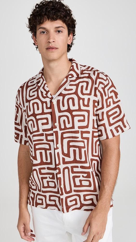 Frescobol Carioca Roberto Linen Shirt Kuba Print | Shopbop Product Image