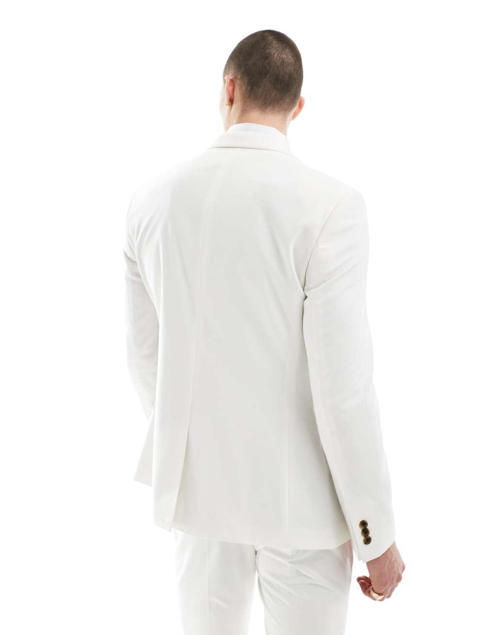 ASOS DESIGN skinny suit jacket in light stone Product Image