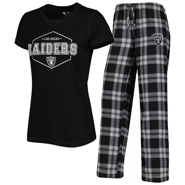 Womens Concepts Sport Black/Gray Las Vegas Raiders Plus Size Badge T-Shirt & Pants Sleep Set Product Image