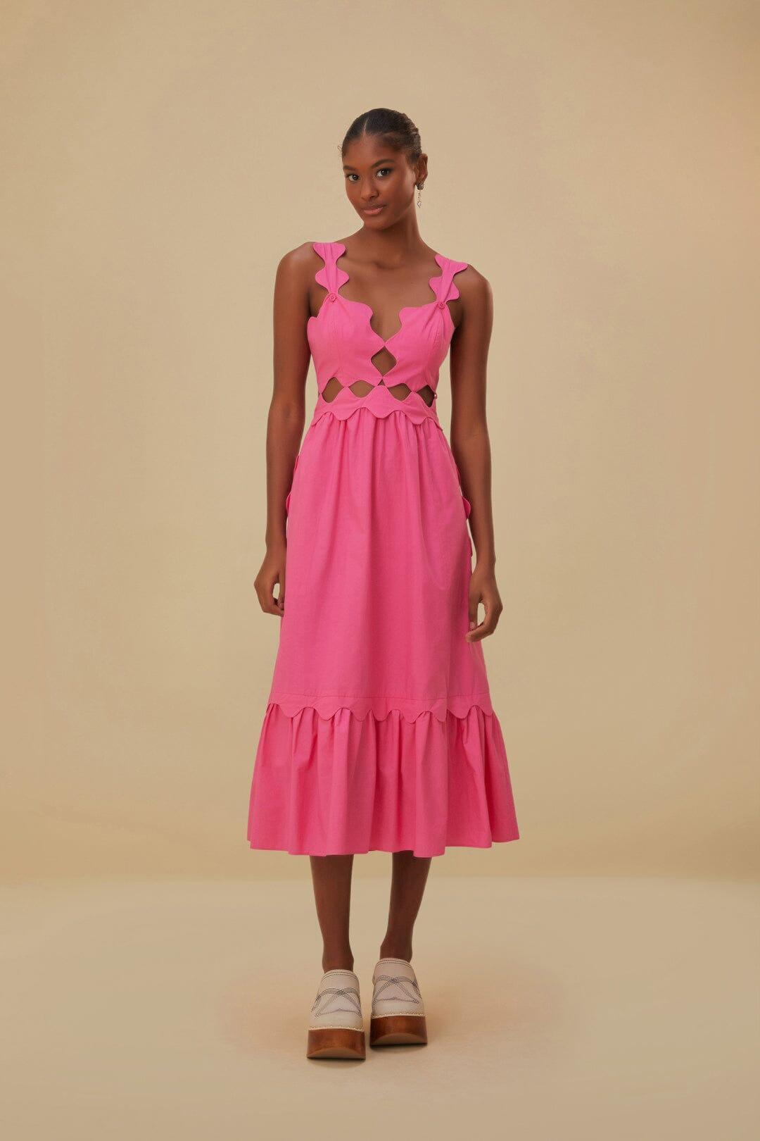 Pink Cut-Out Organic Cotton Midi Dress, PINK / XL Product Image