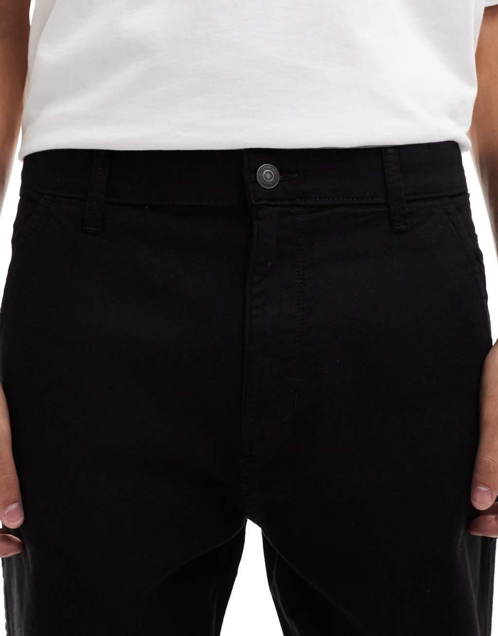 ONLY & SONS straight leg carpenter pants in black Product Image