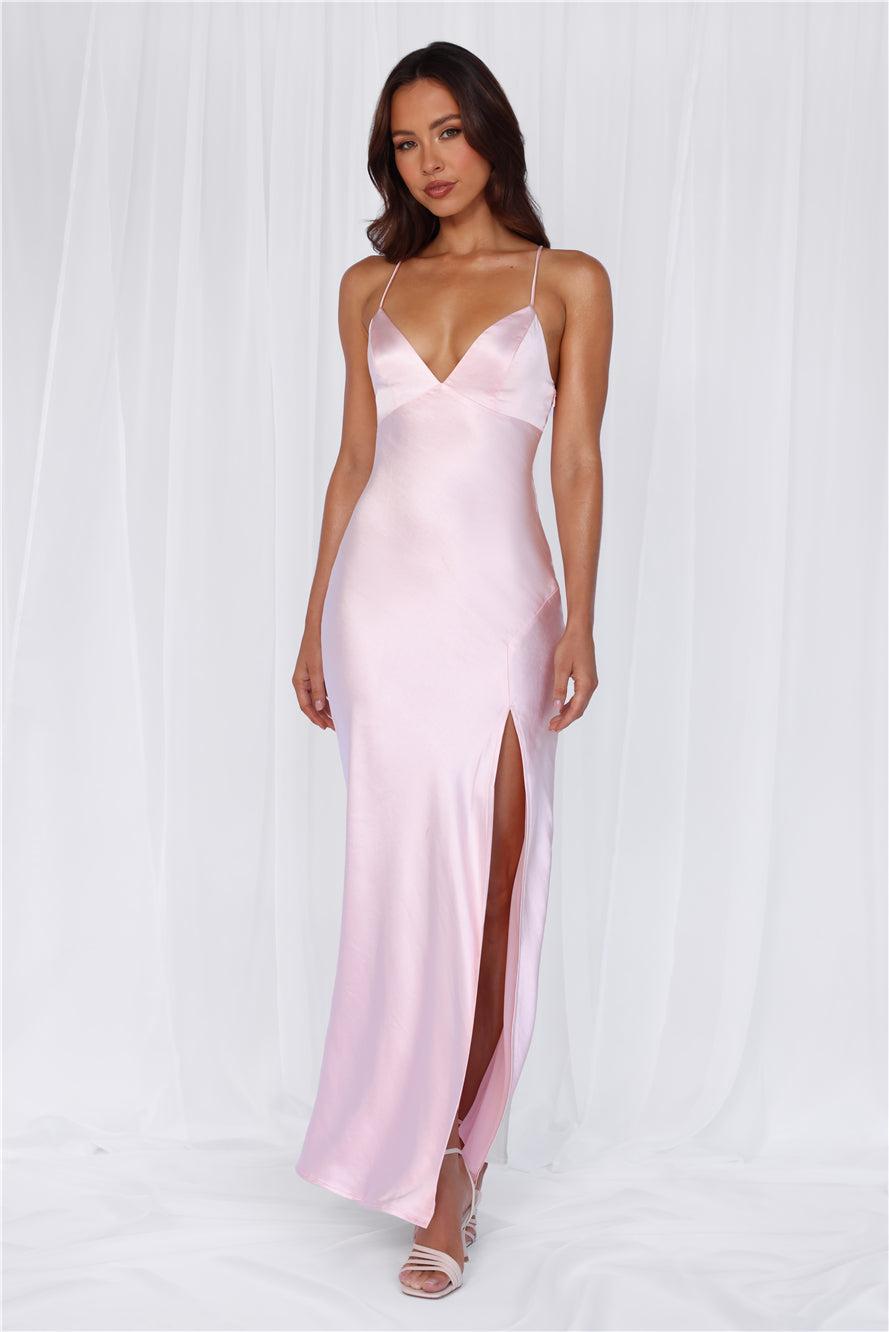 HELLO MOLLY The Sophia Satin Maxi Dress Pink Product Image