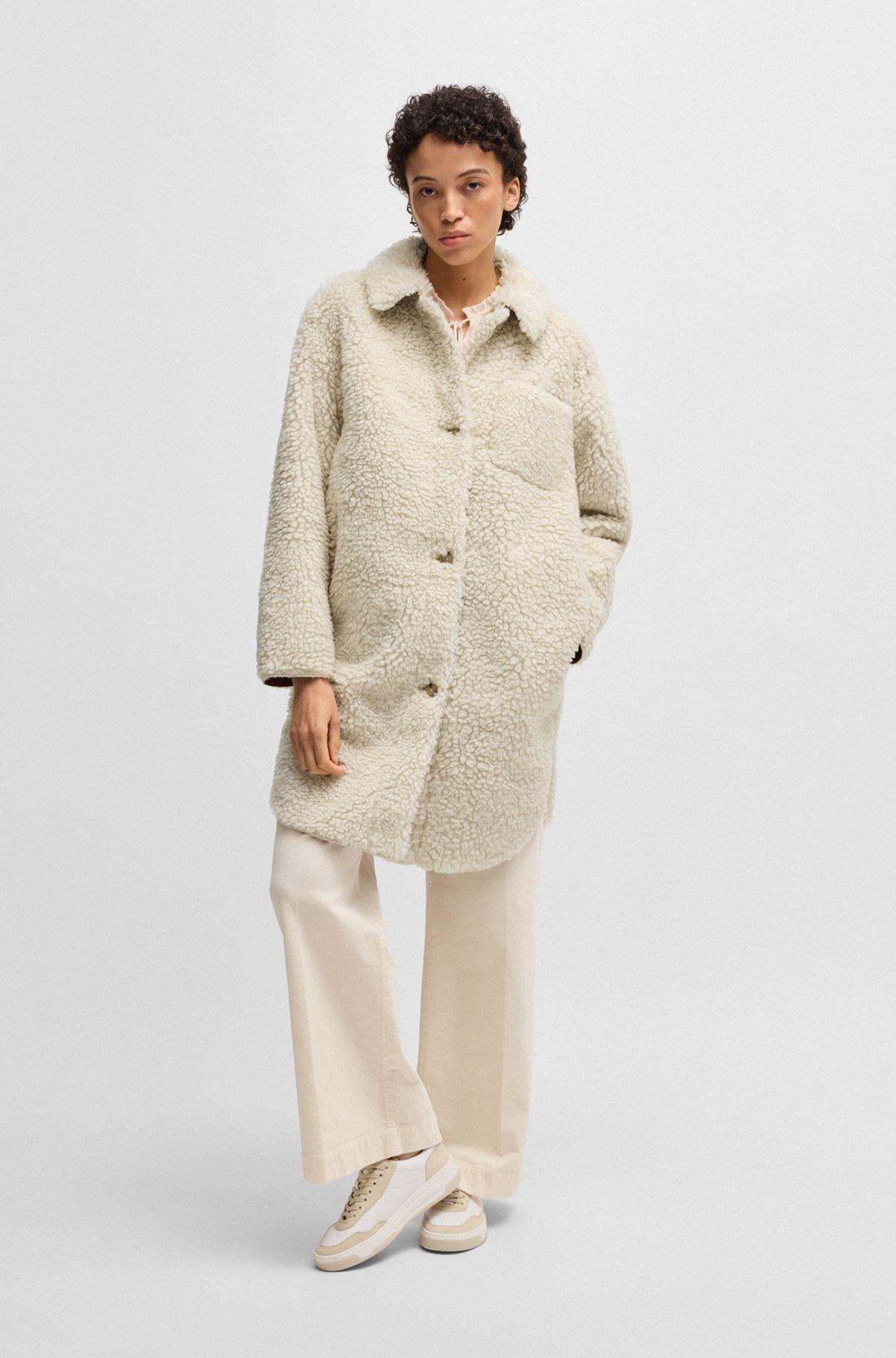 Faux-fur coat with chest pocket Product Image