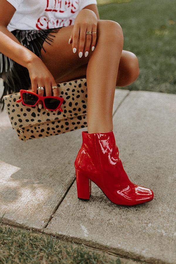 The Yasmine Patent Bootie In Red Product Image