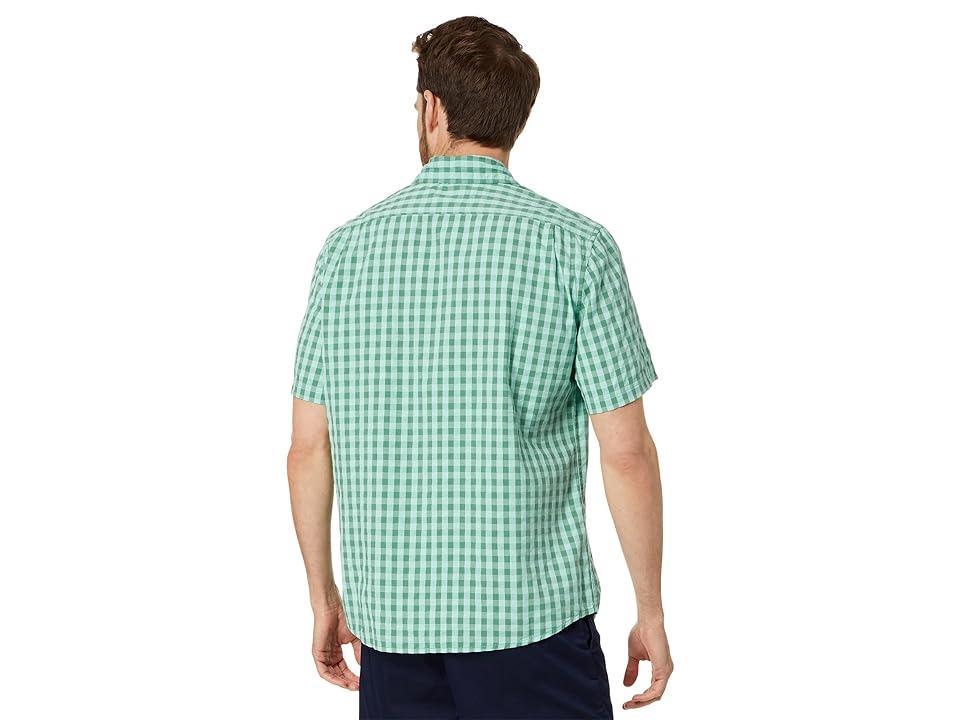 L.L.Bean Organic Seersucker Shirt Short Sleeve Slightly Fitted Plaid (Pale Turquoise) Men's Clothing Product Image