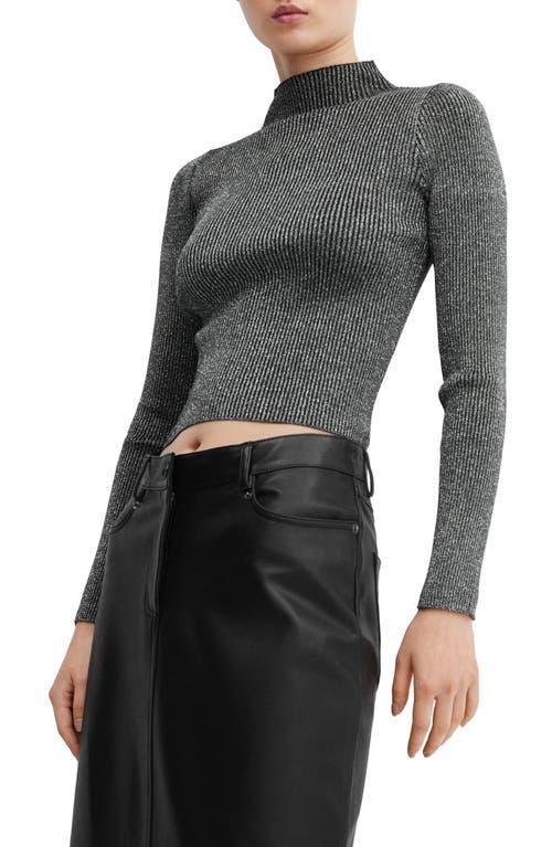 MANGO Metallic Rib Mock Neck Sweater Product Image