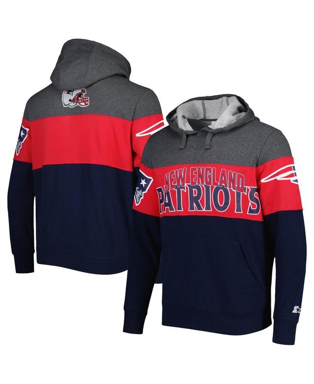 Mens Starter Heather Charcoal/Navy New England Patriots Extreme Pullover Hoodie Product Image