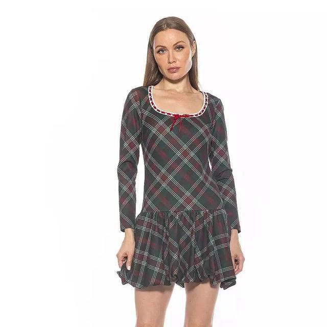 Womens ALEXIA ADMOR Rach Plaid Scoopneck Lace Insert Dress Product Image