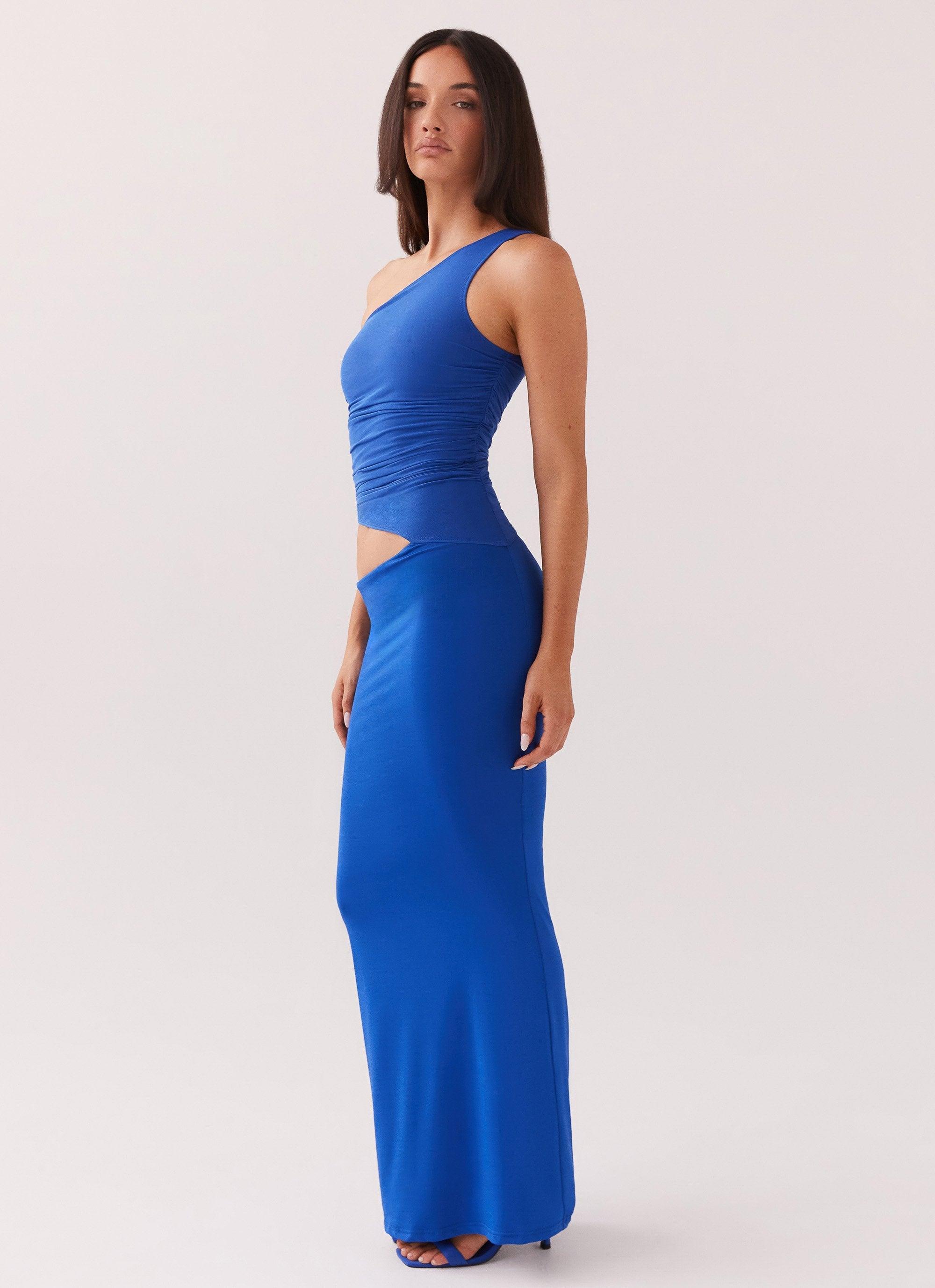 Seranella One Shoulder Maxi Dress - Cobalt Product Image