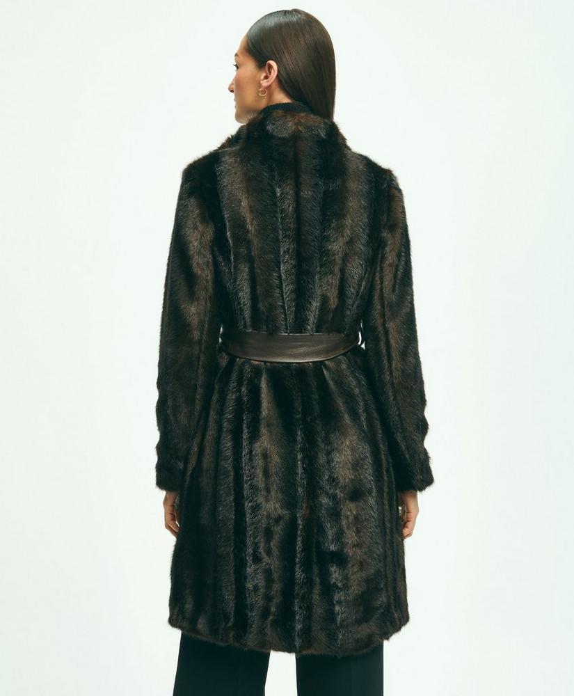 Faux Fur Belted Mock Neck Coat Product Image