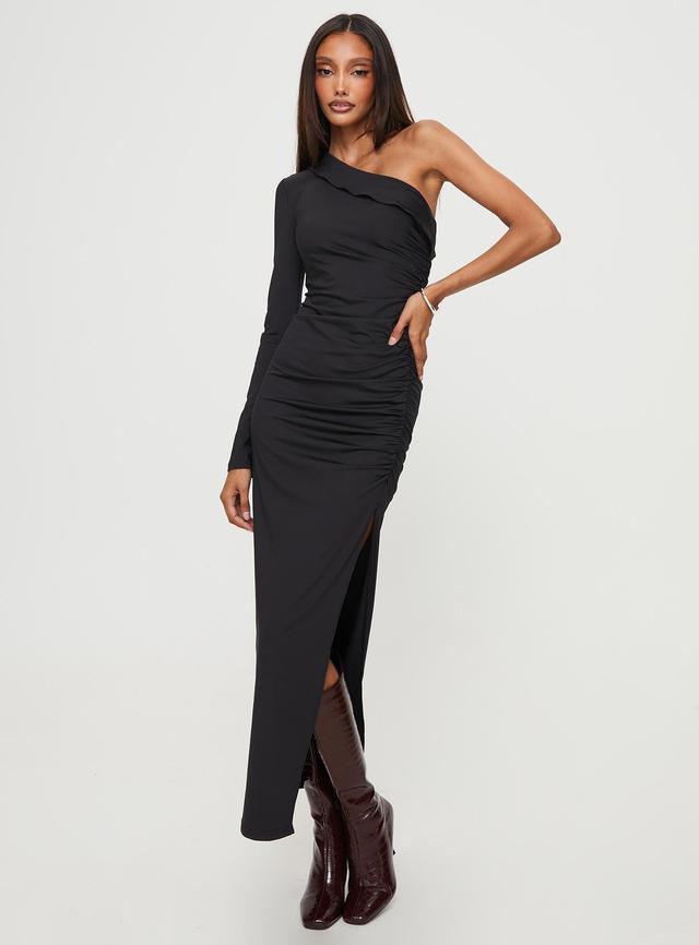 Mahira One Shoulder Maxi Dress Black Product Image