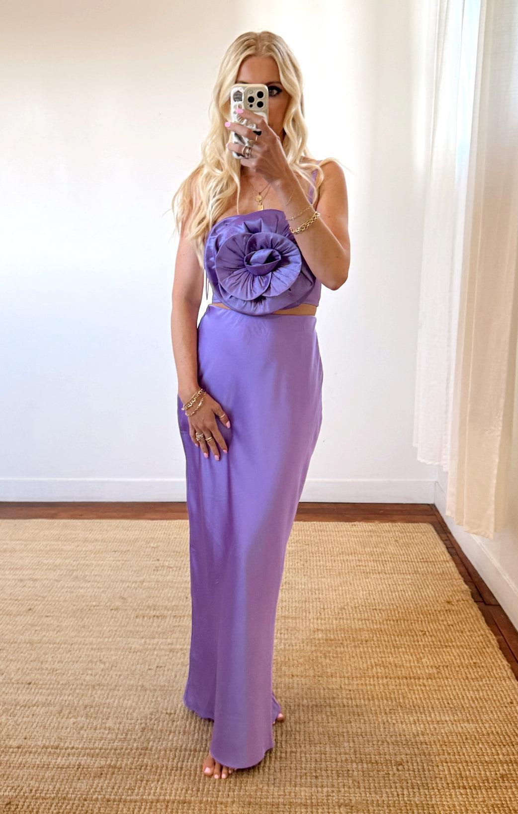 Maxi Slip Skirt ~ Violet Luxe Satin Product Image