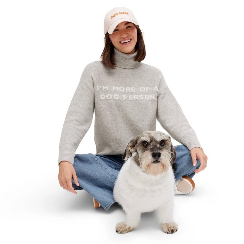 Women's "I'm More Of A Dog Person" Turtleneck Sweater - Heathered Gray - The Cuddle Collab - M Product Image