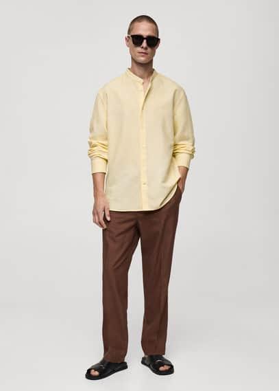 MANGO MAN - Classic-fit linen-blend shirt yellowMen Product Image