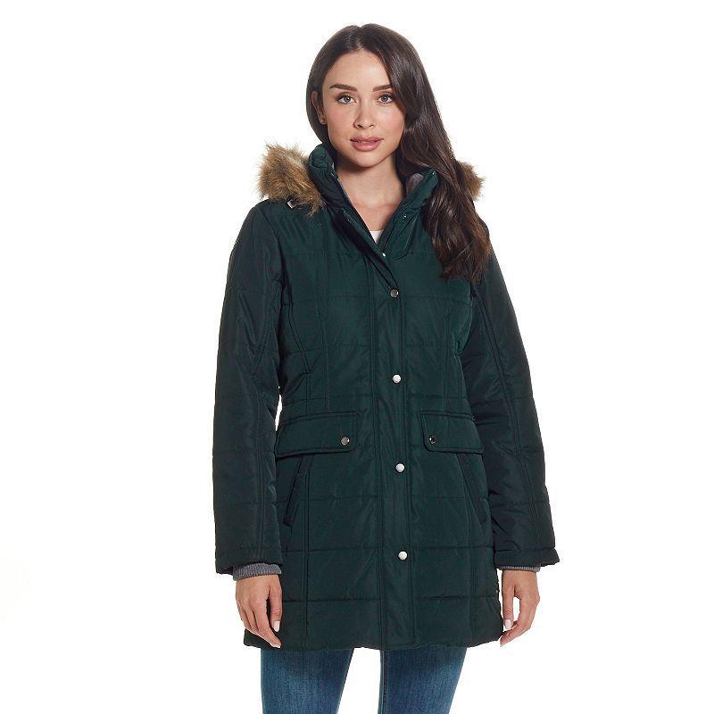 Womens Weathercast Faux-Fur Trim Hooded Parka Coat Product Image