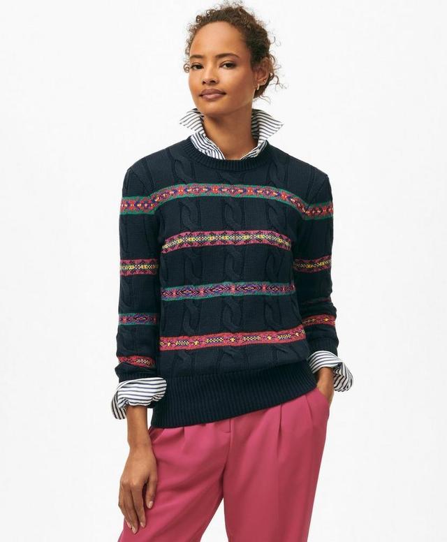 Fair Isle Sweater in Cable Jersey Cotton Product Image