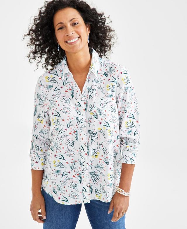 Women's Printed Button-Down Shirt, Created for Macy's Product Image