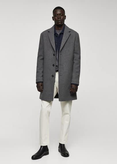 MANGO MAN - Lightweight recycled wool coat light heather greyMen Product Image