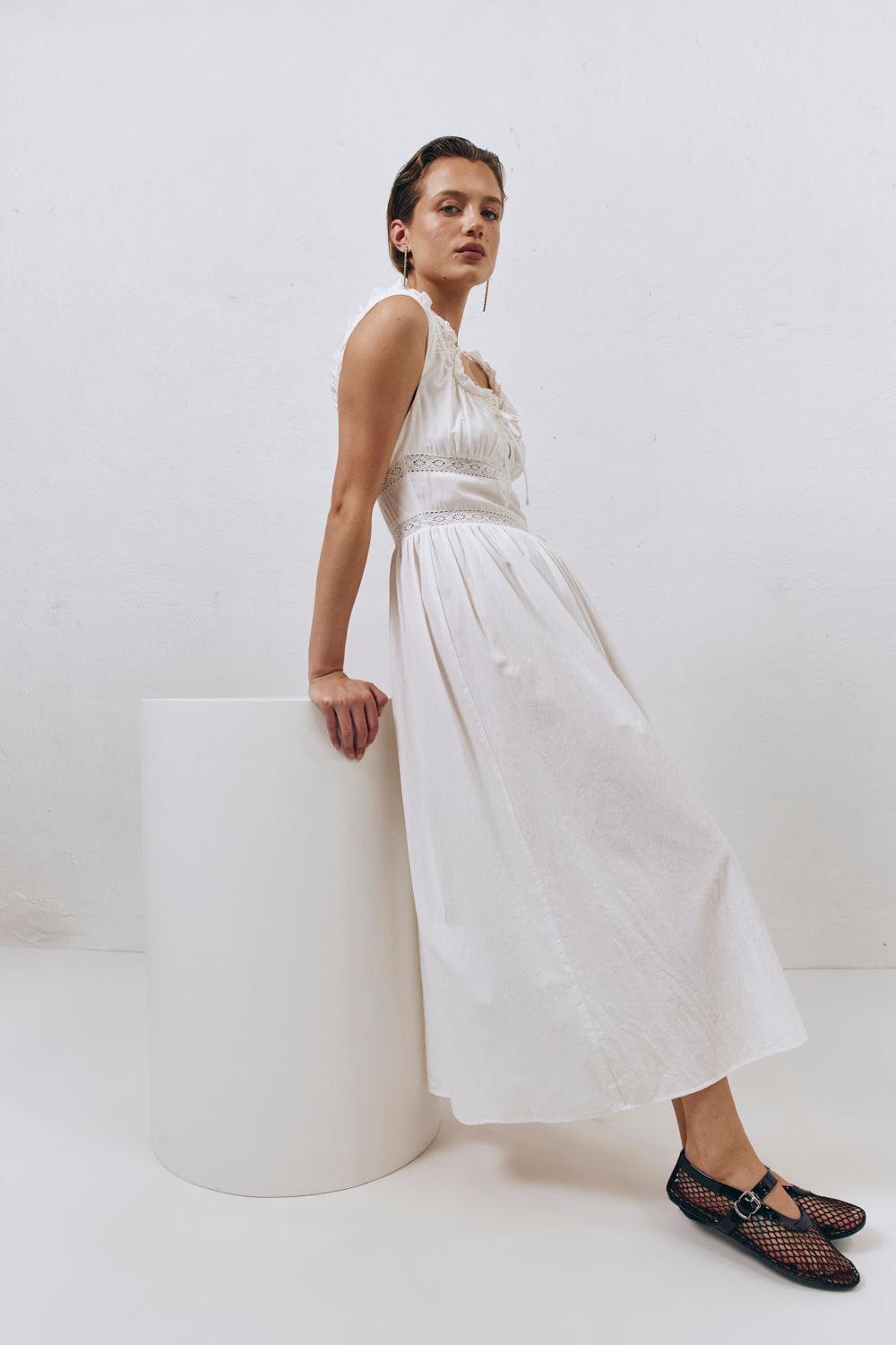 French Silhouette Midi Dress White Product Image