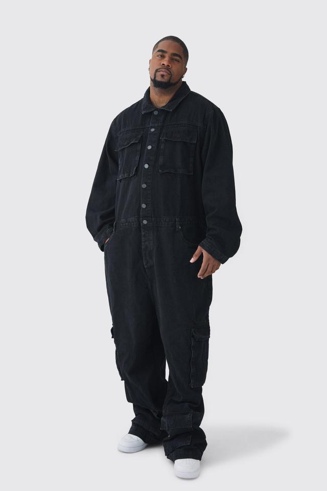 Plus Oversized Denim Boilersuit | boohooMAN USA Product Image